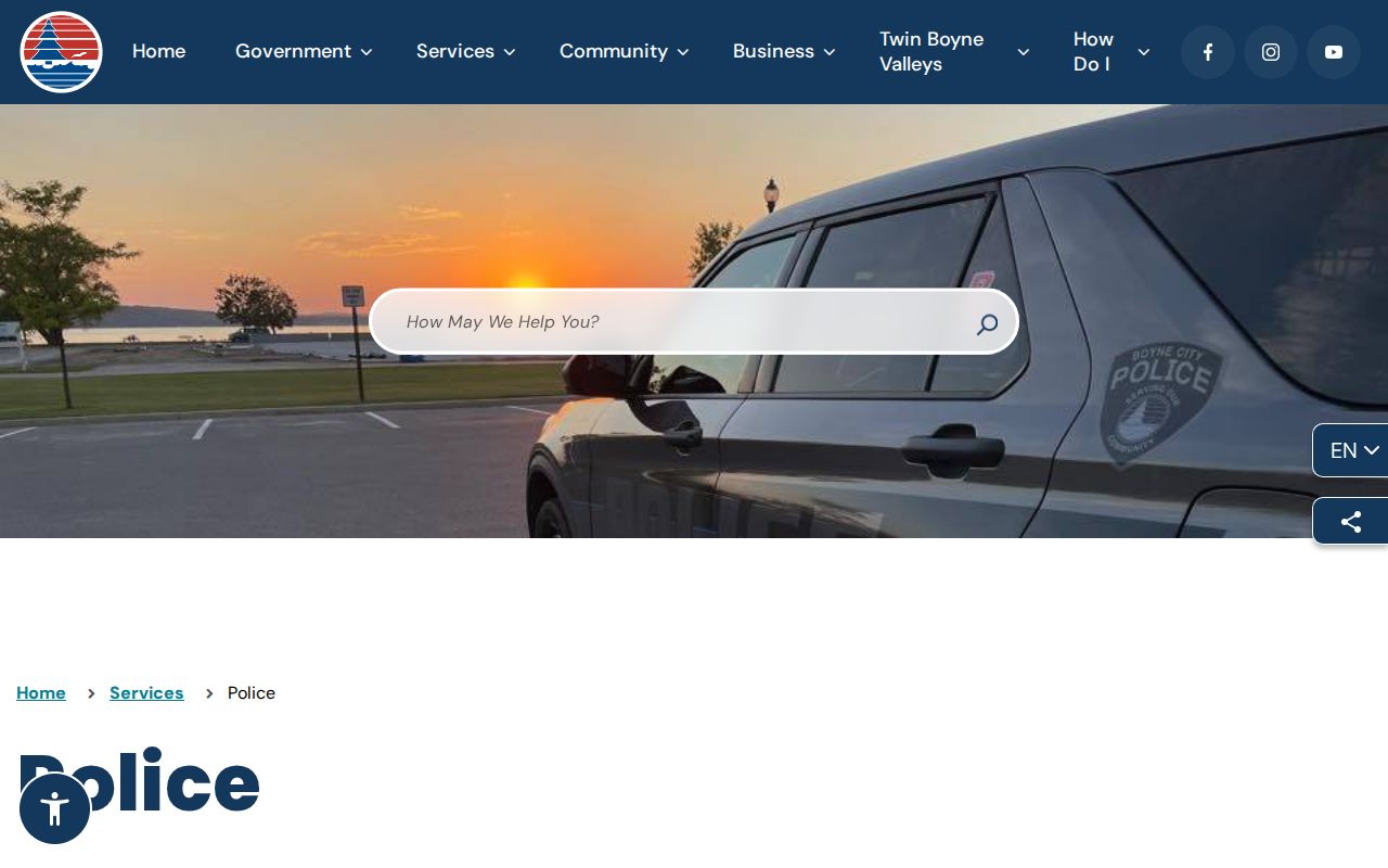 Official Boyne City Police Department webpage with department contact information