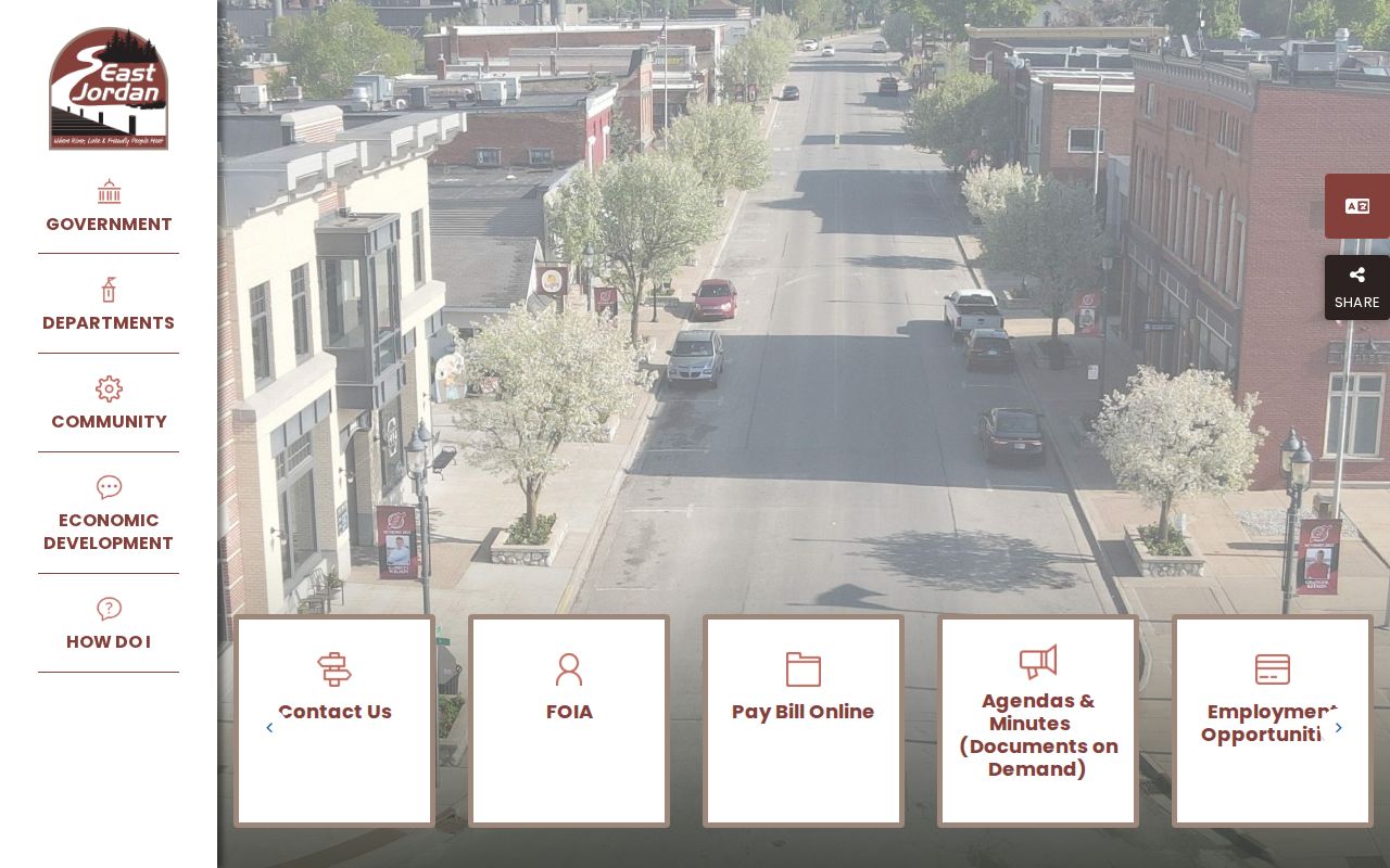 Official City of East Jordan website used to locate police and FOIA routes