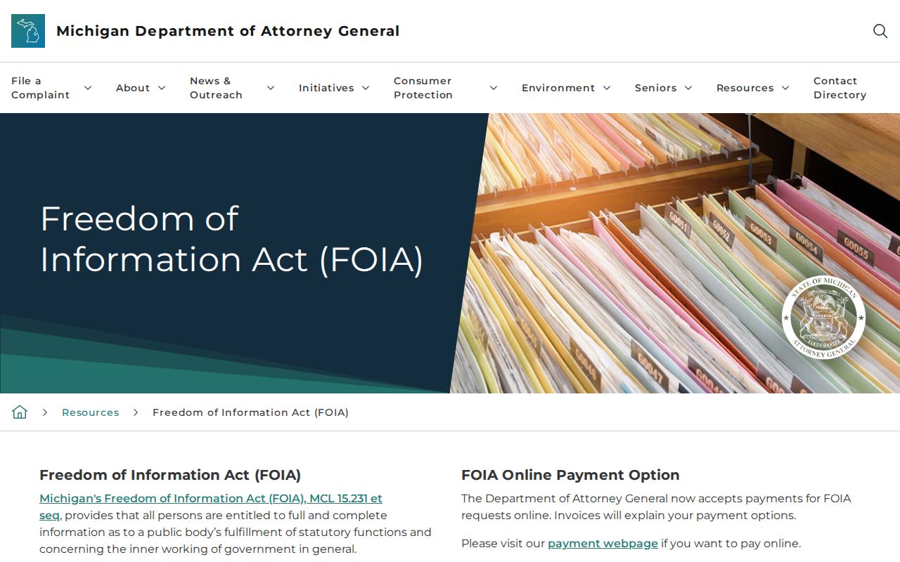 Michigan Attorney General Freedom of Information Act guidance